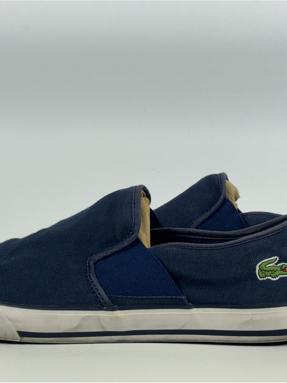 Lacoste Men's Navy Canvas Slip-On Loafers